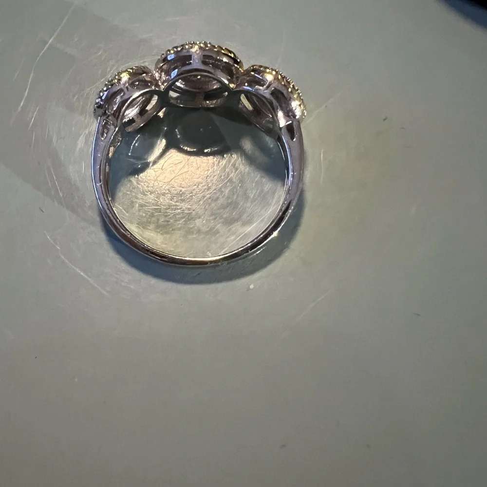 Beautiful Halo Elegant Gold and .925 Silver Women's CZ Pave Ring - Picture 6 of 9